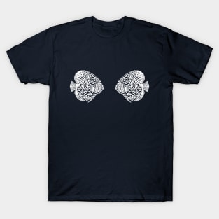 Discus Fish in Love - hand drawn fish lovers design T-Shirt